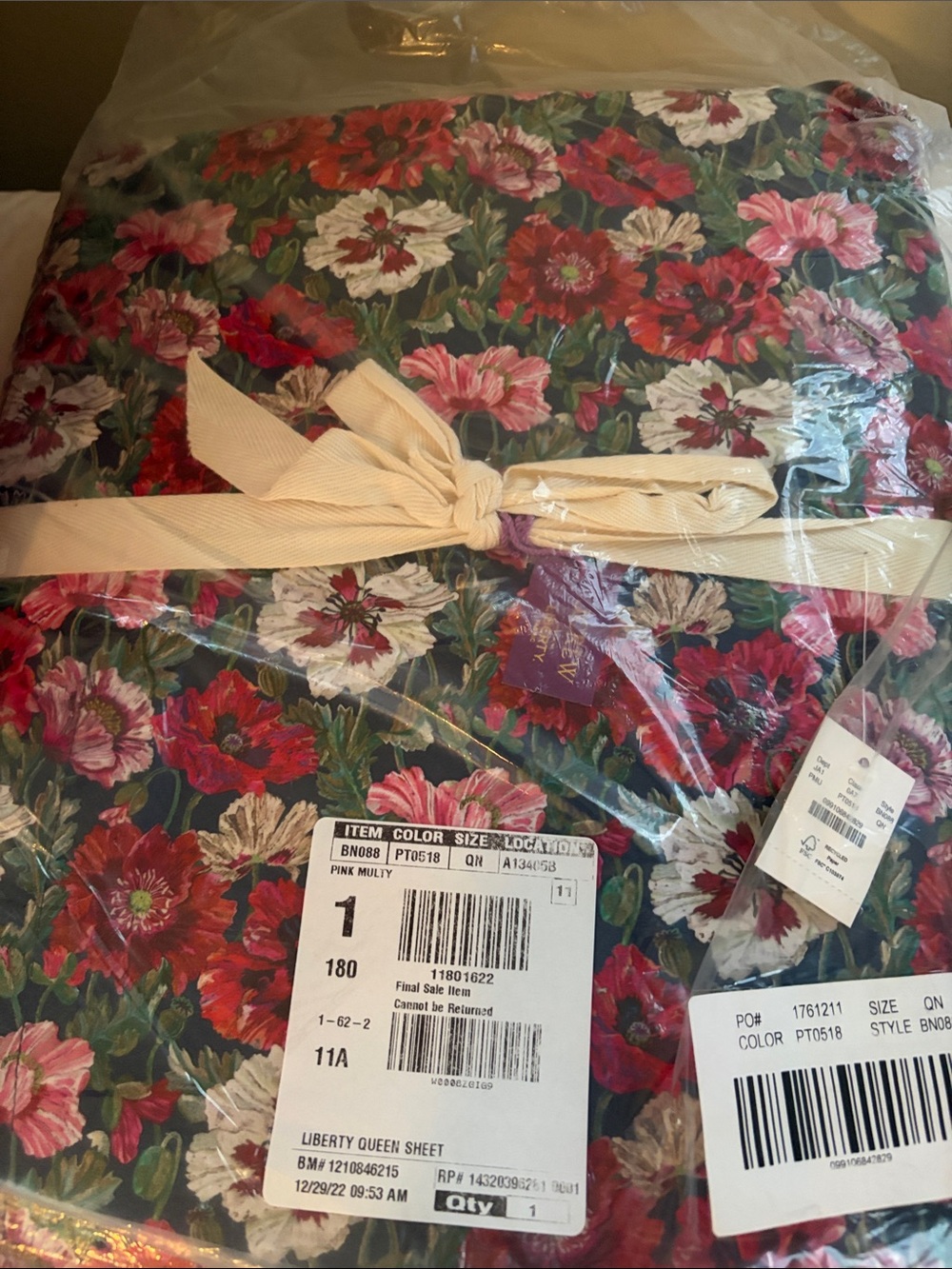 J. Crew Floral Sheet Set in Red, Pink, Green, White